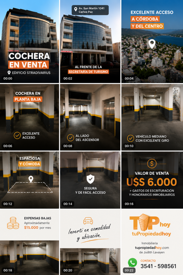 COCHERA EN VENTA FTE SECRETARIA DE TURISMO CARLOS PAZ